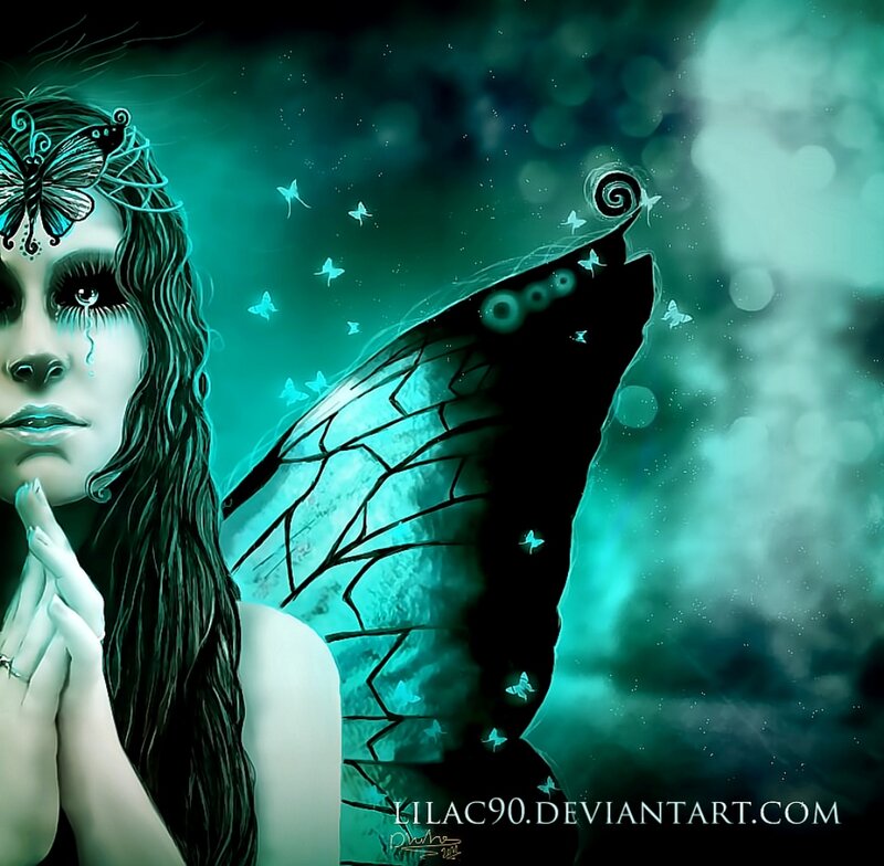 Woman with Butterfly Wings — Teal