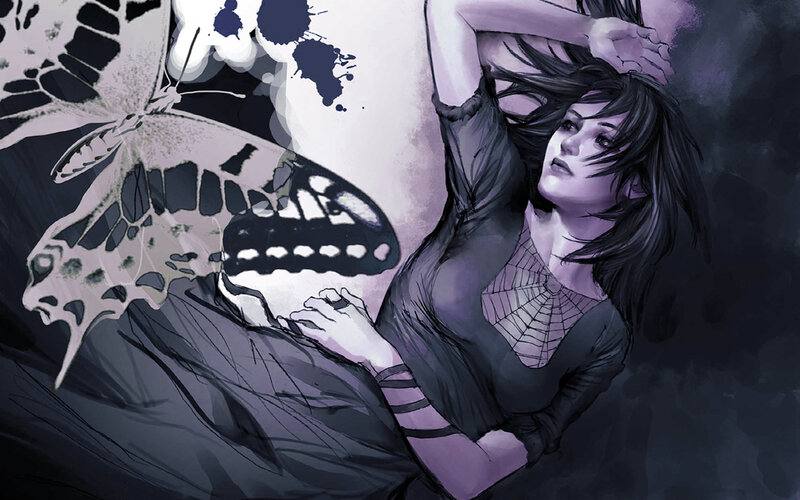 woman with butterfly wings