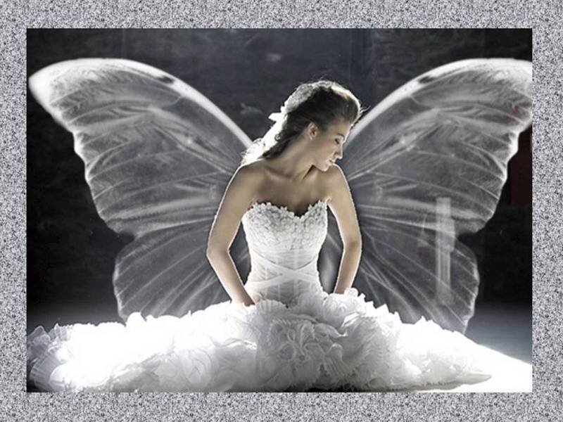 Woman with Butterfly Wings — White, Dramatic