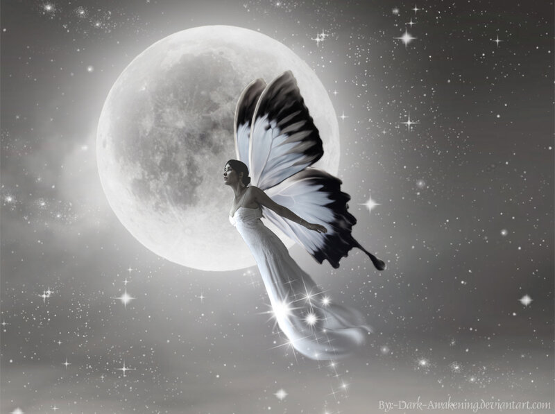 Woman with Butterfly Wings — White, Serene