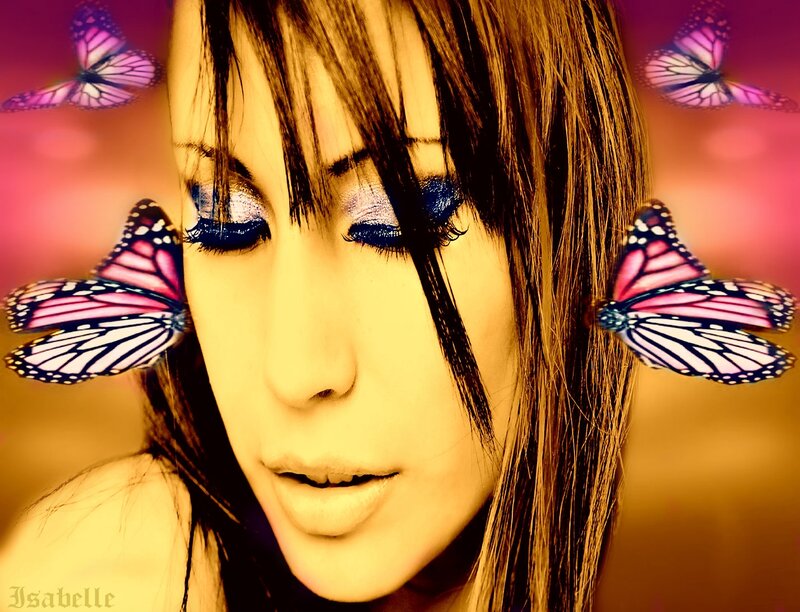 Woman with Butterfly Wings — Yellow, Dreamy, Digital Art, Butterflies