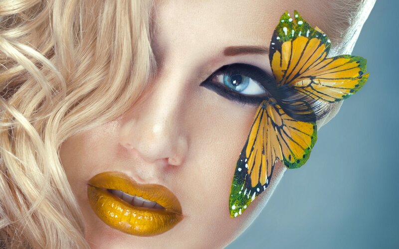 Woman with Butterfly — Yellow, Dramatic