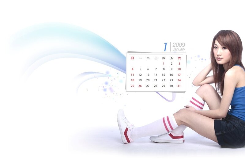 Woman with calendar January 2009