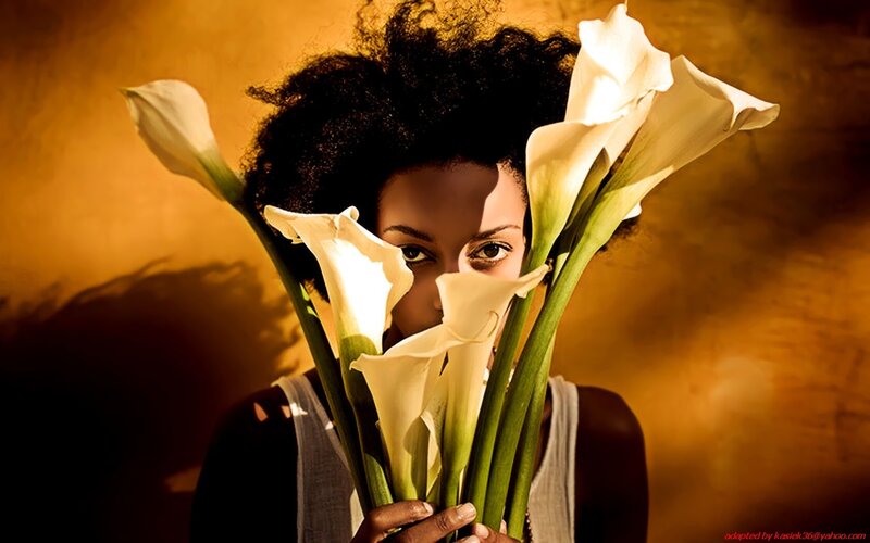 woman with calla lilies