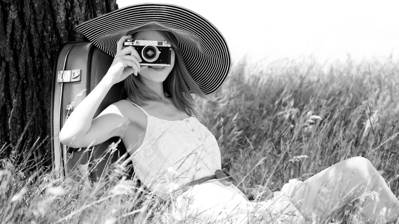 Woman with Camera — Black, Serene