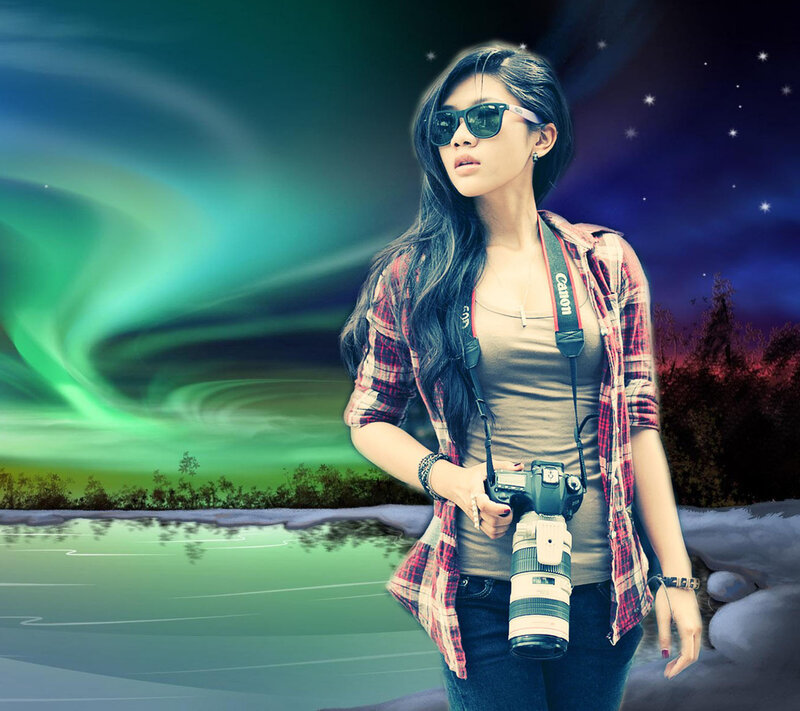 Woman with Camera — Green