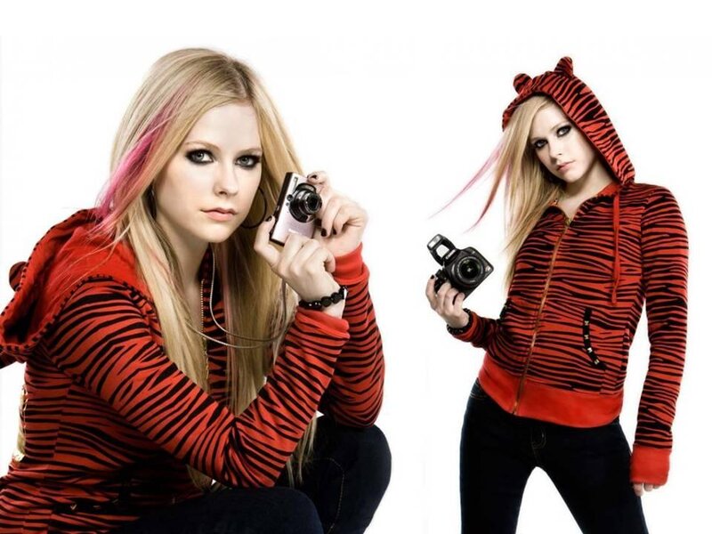 Woman with Camera — Red, Confident