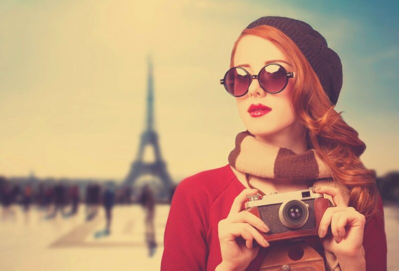 Woman with Camera — Red, Stylish
