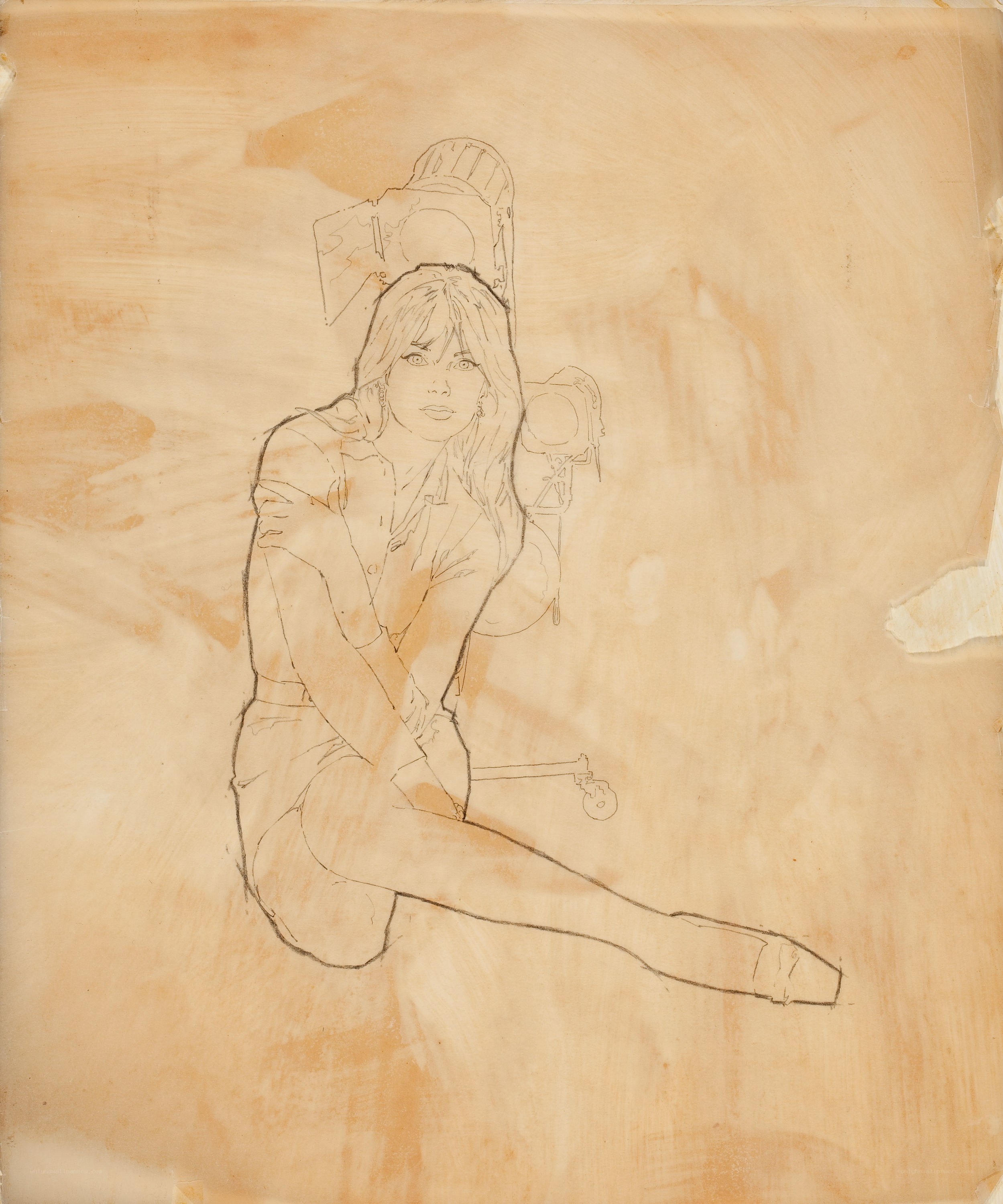 woman with camera sketch