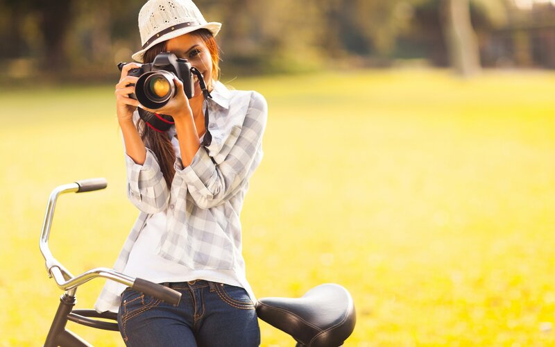 Woman with Camera — Yellow