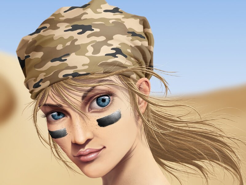 Woman with Camouflage Headband