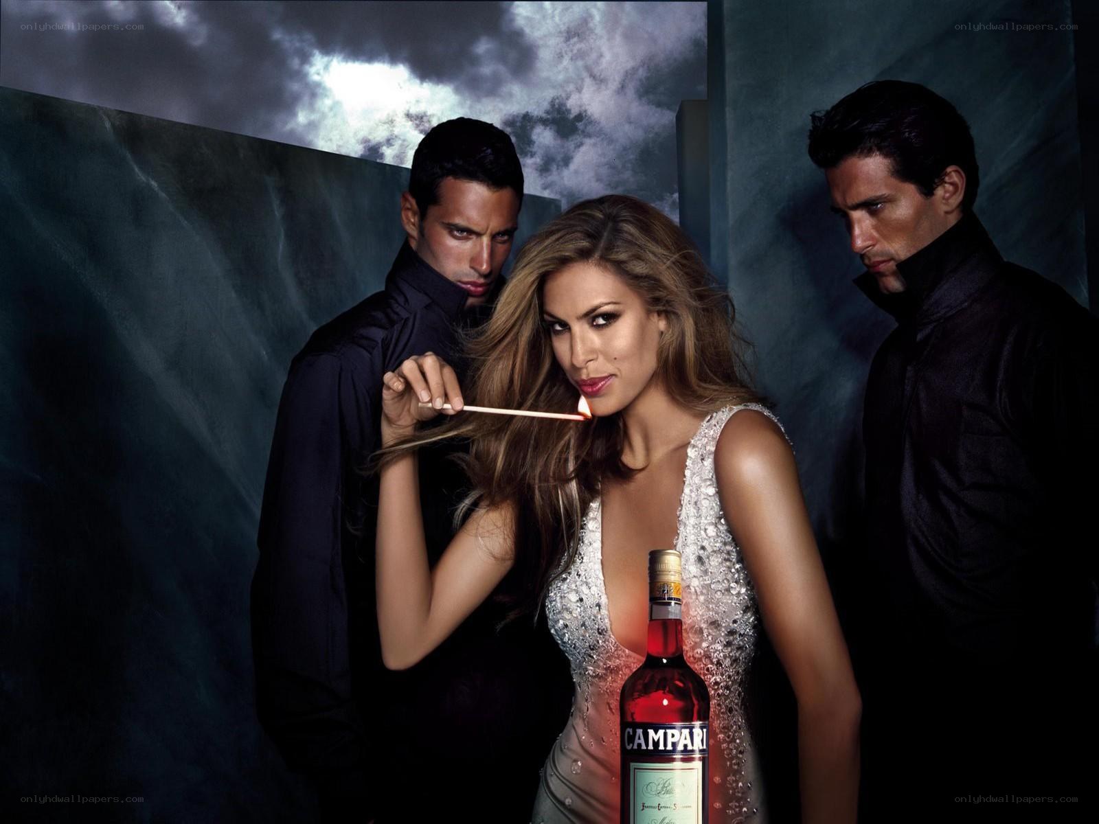 Woman with Campari bottle