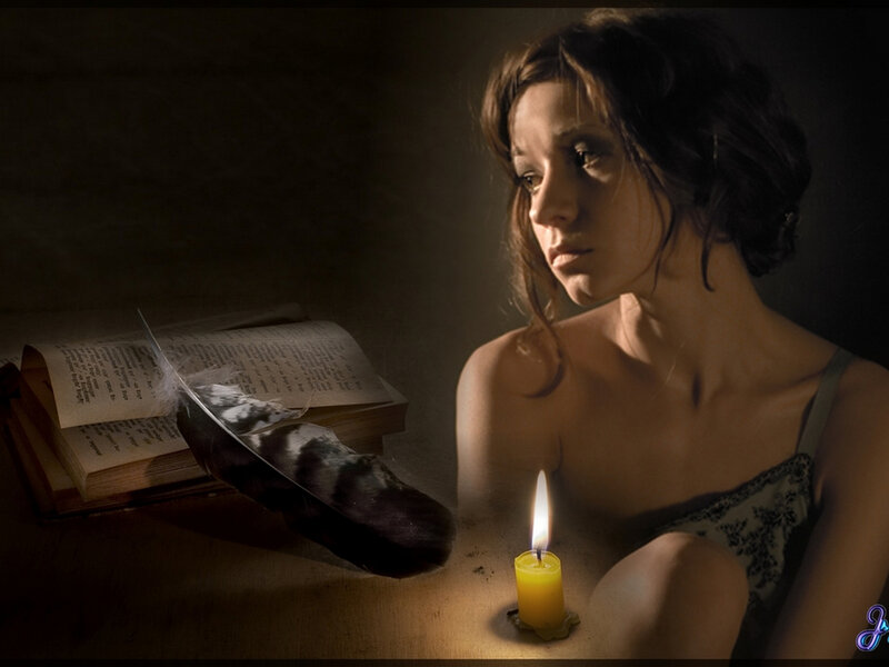 Woman with Candle and Book