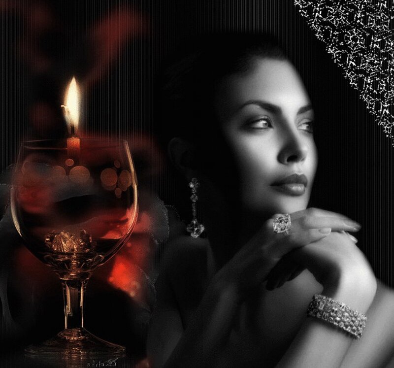 Woman with Candle and Wine