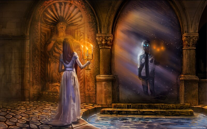 Woman with Candle in Dungeon