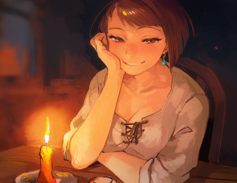 Woman with Candle — Orange