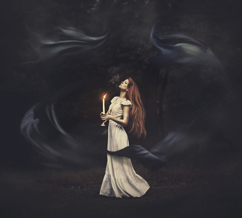 Woman with Candle — White