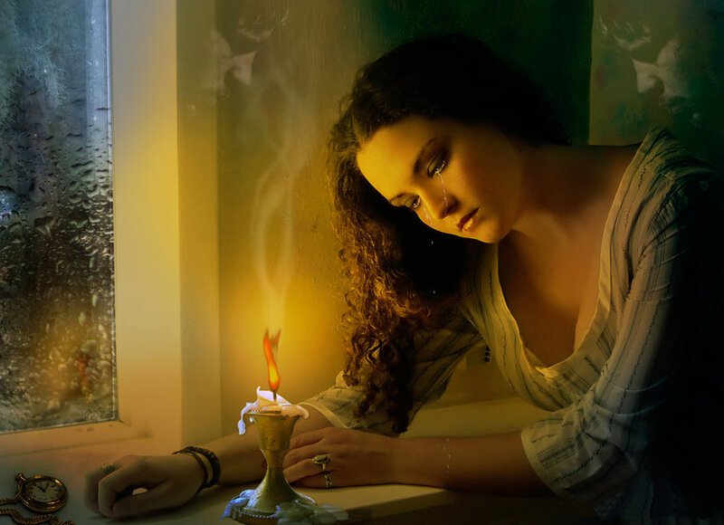Woman with Candle — Yellow