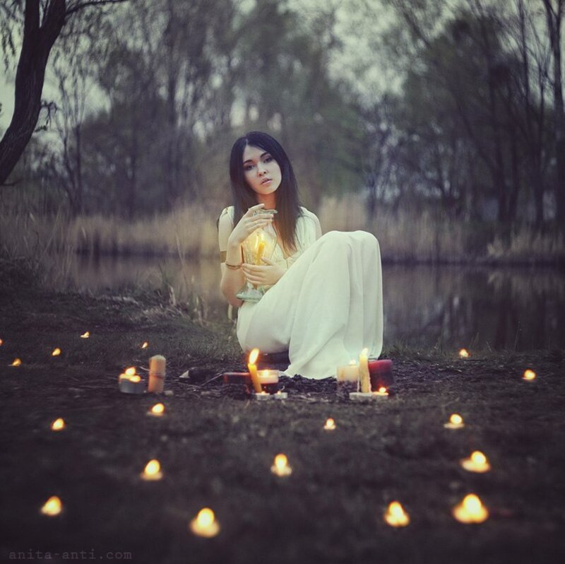 Woman with Candles — White