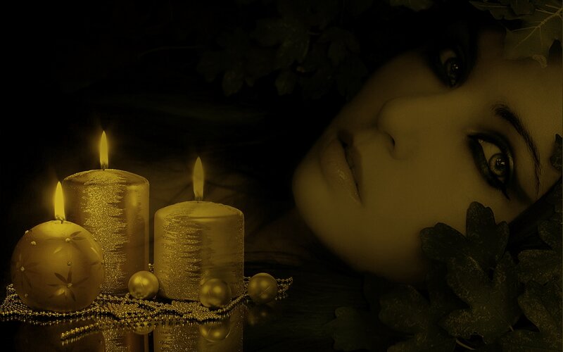 Woman with Candles — Yellow