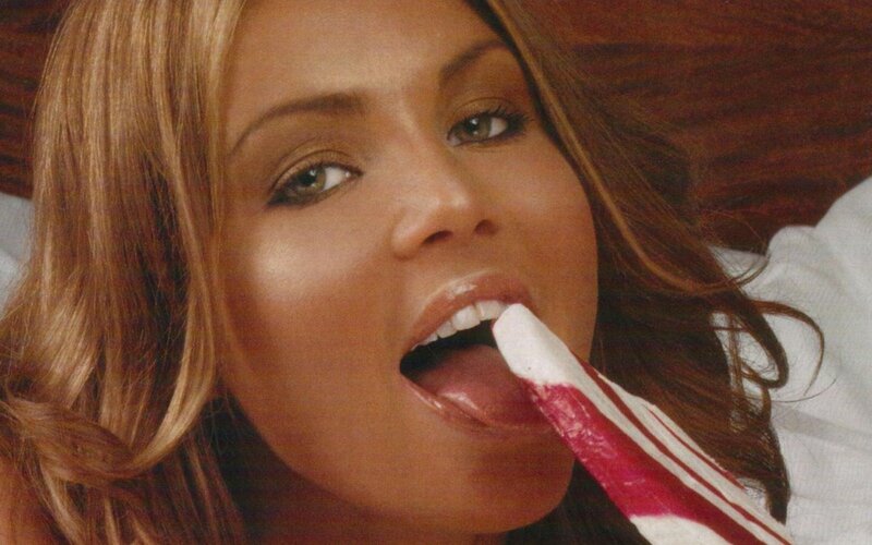 Woman with Candy Cane — Brown, Seductive
