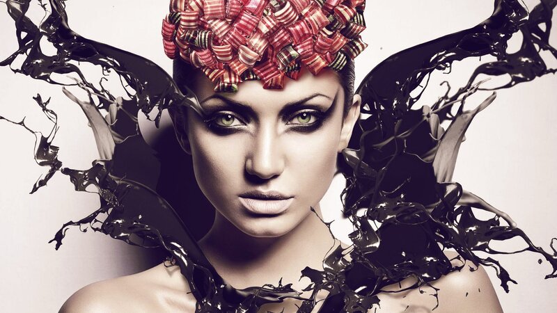 woman with candy headpiece