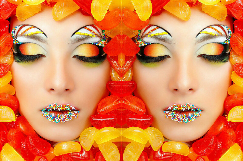 Woman with Candy Makeup — Red
