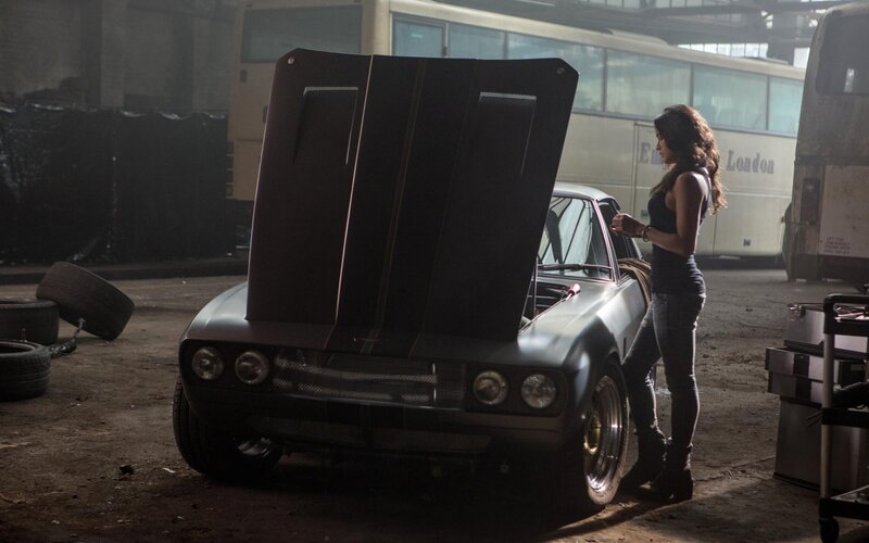 Woman with Car Hood — Gray