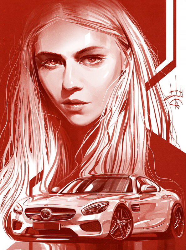 Woman with Car — Red