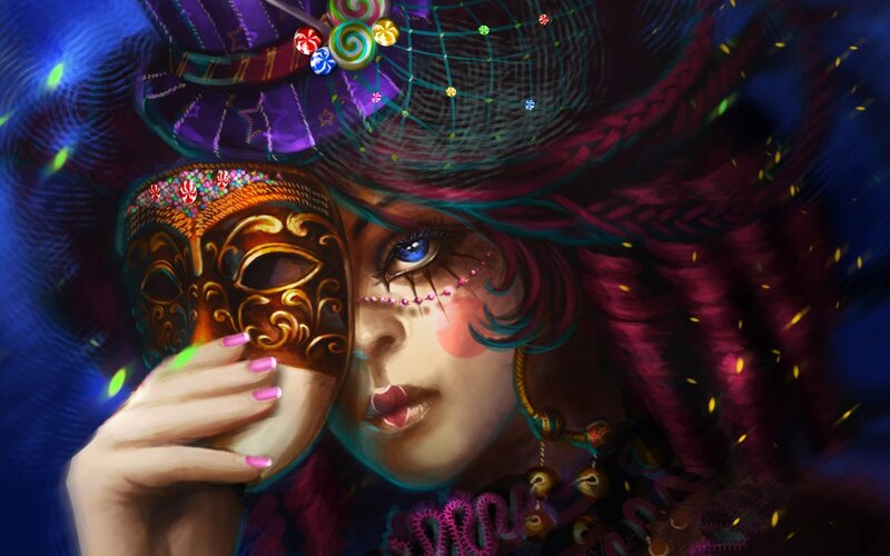 woman with carnival mask
