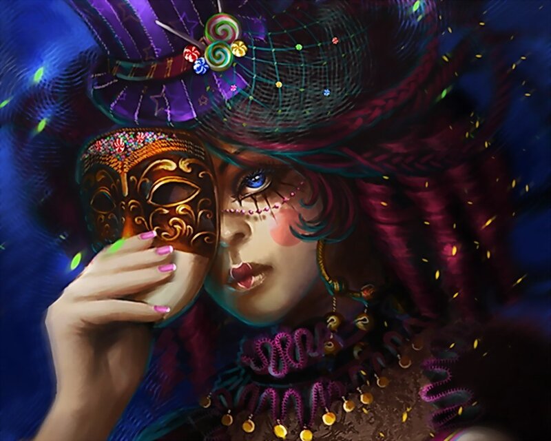 woman with carnival mask