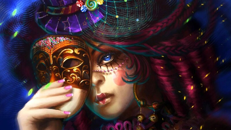 woman with carnival mask