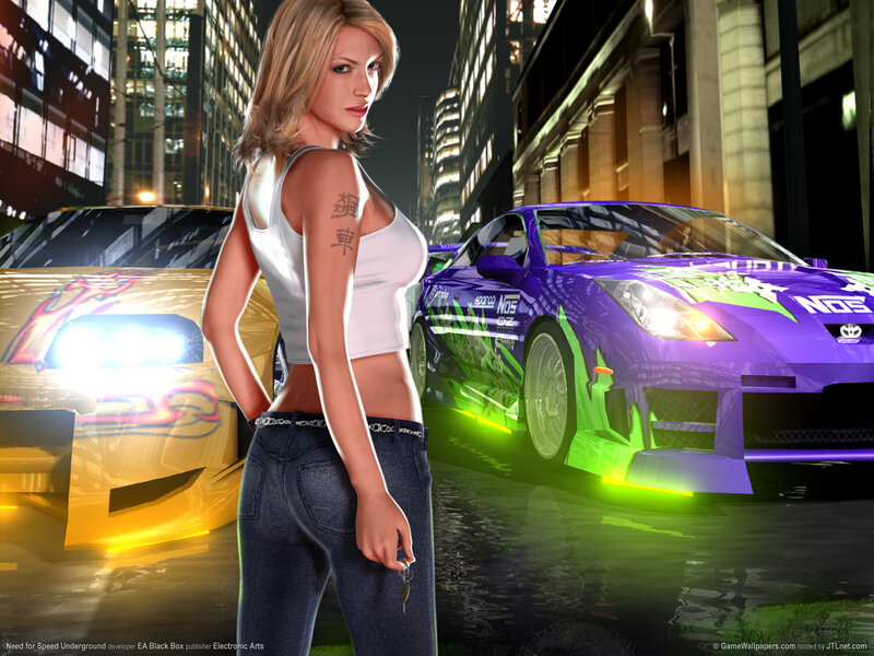 Woman with Cars at Night — Purple