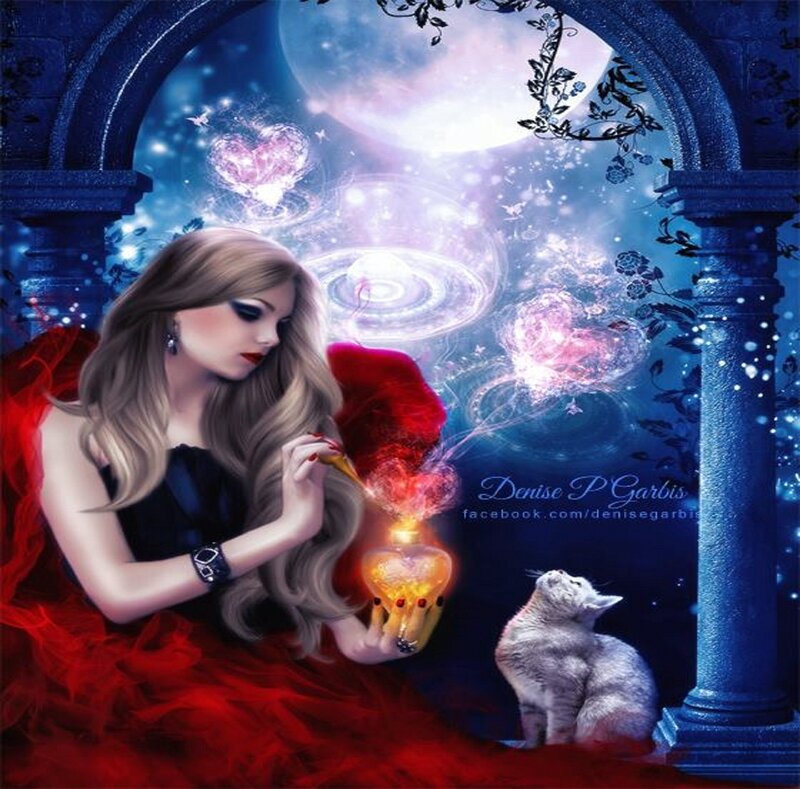 Woman with Cat and Potion