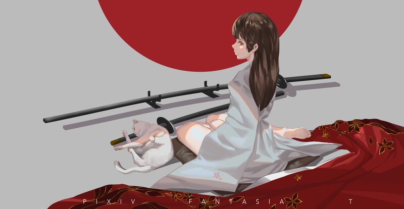 Woman with Cat and Swords