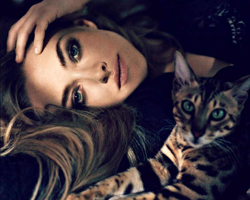 Woman with Cat — Black, Intimate, Photograph