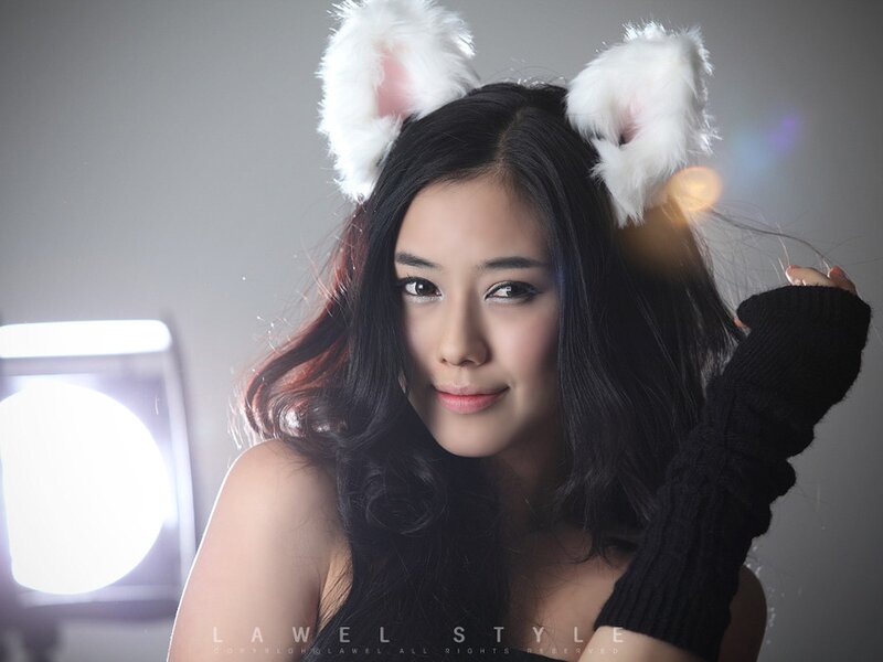 Woman with Cat Ears — Black, Dramatic, Photograph, Cat Ears, Gloves
