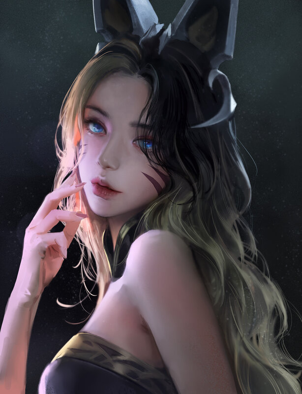 Woman with Cat Ears — Black, Dramatic