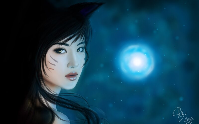 Woman with Cat Ears — Blue, Serene