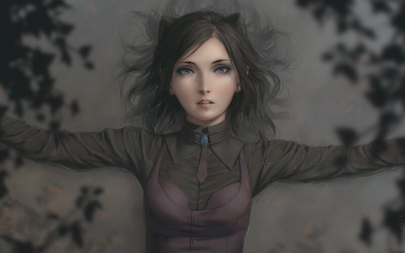 Woman with Cat Ears — Gray