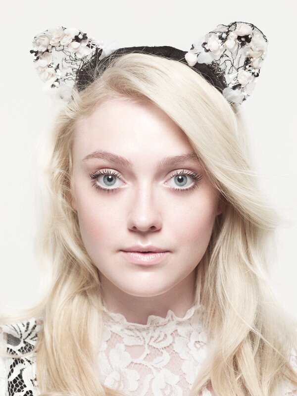 woman with cat ears headband