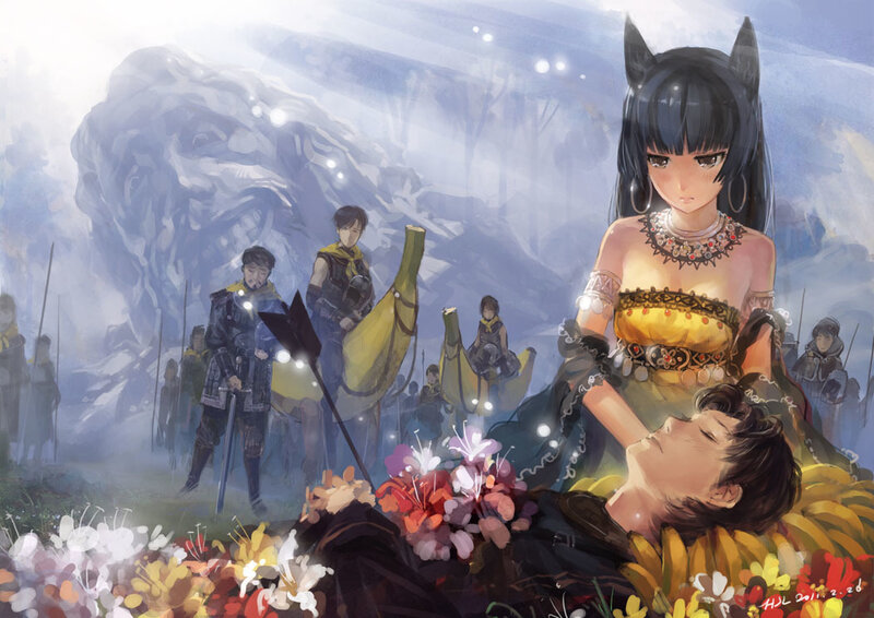 Woman with Cat Ears Holding Man