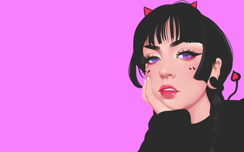 Woman with Cat Ears — Pink, Dramatic