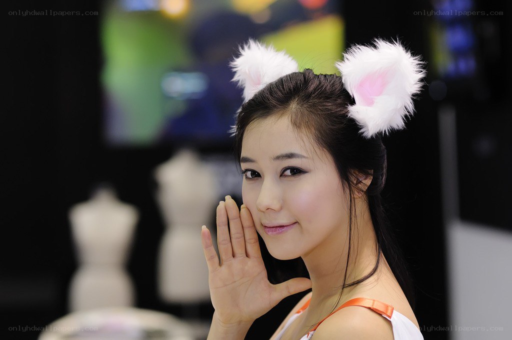 woman with cat ears smiling