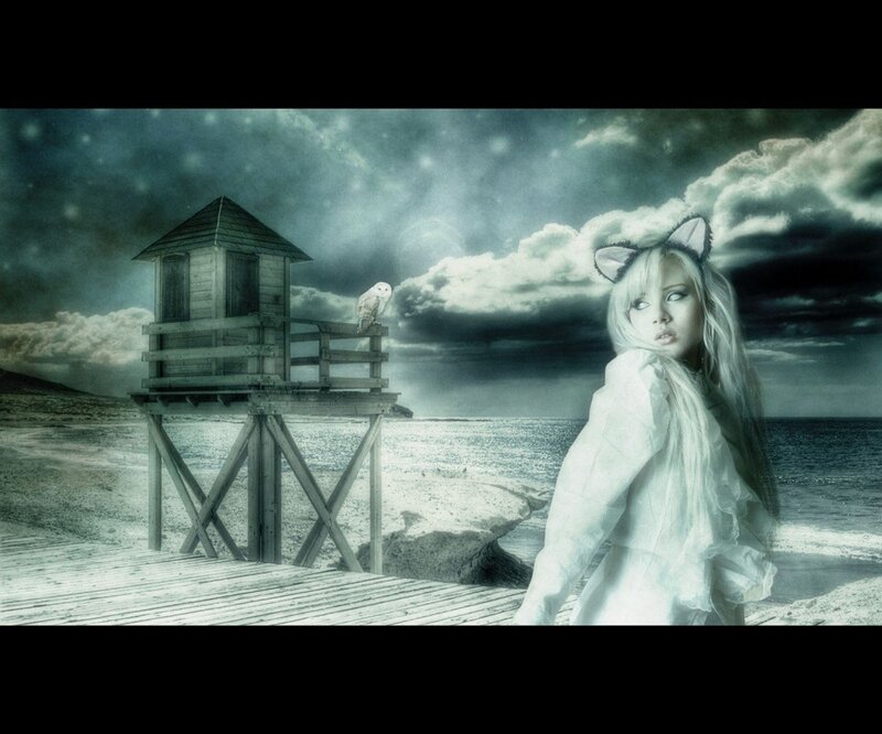 Woman with Cat Ears — White