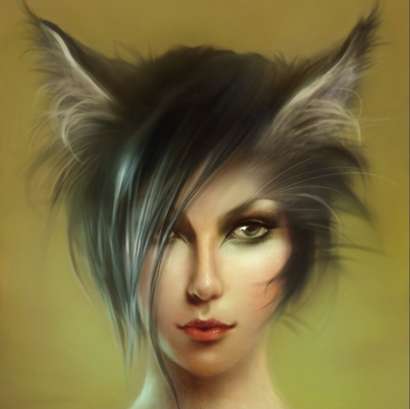 Woman with Cat Ears — Yellow