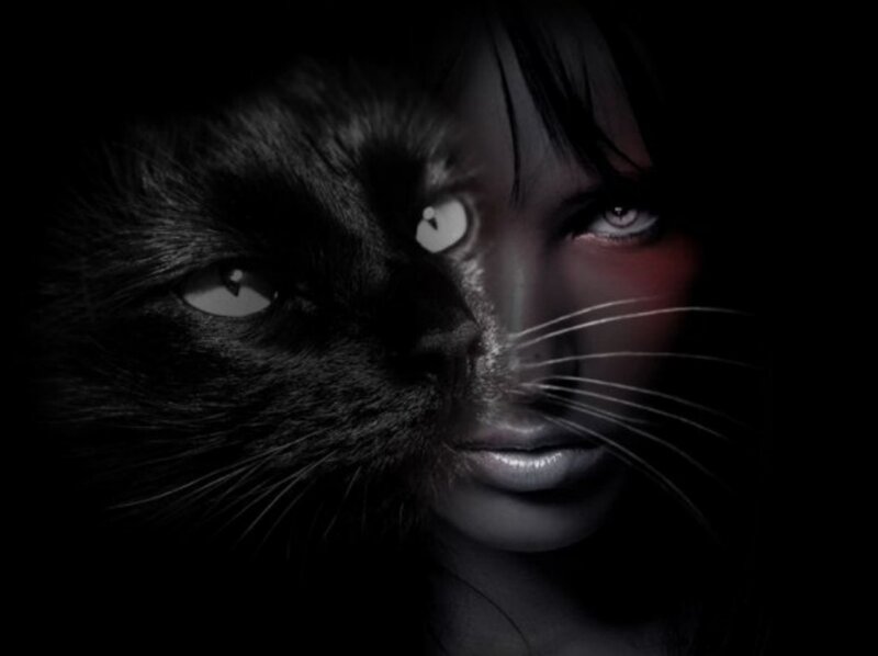 Woman with Cat Face — Black