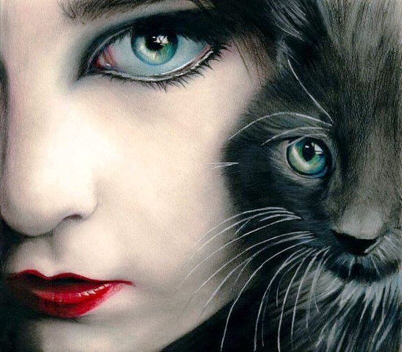 Woman with Cat Face — White