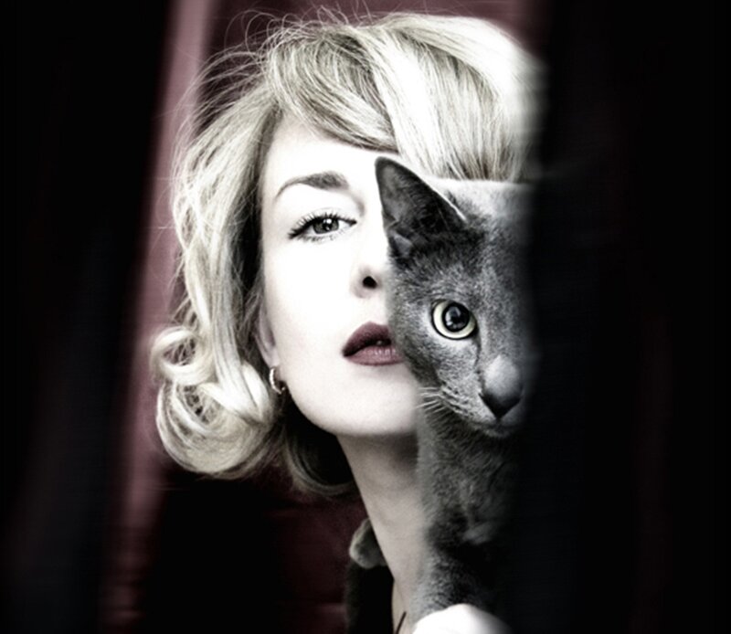 Woman with Cat — Gray
