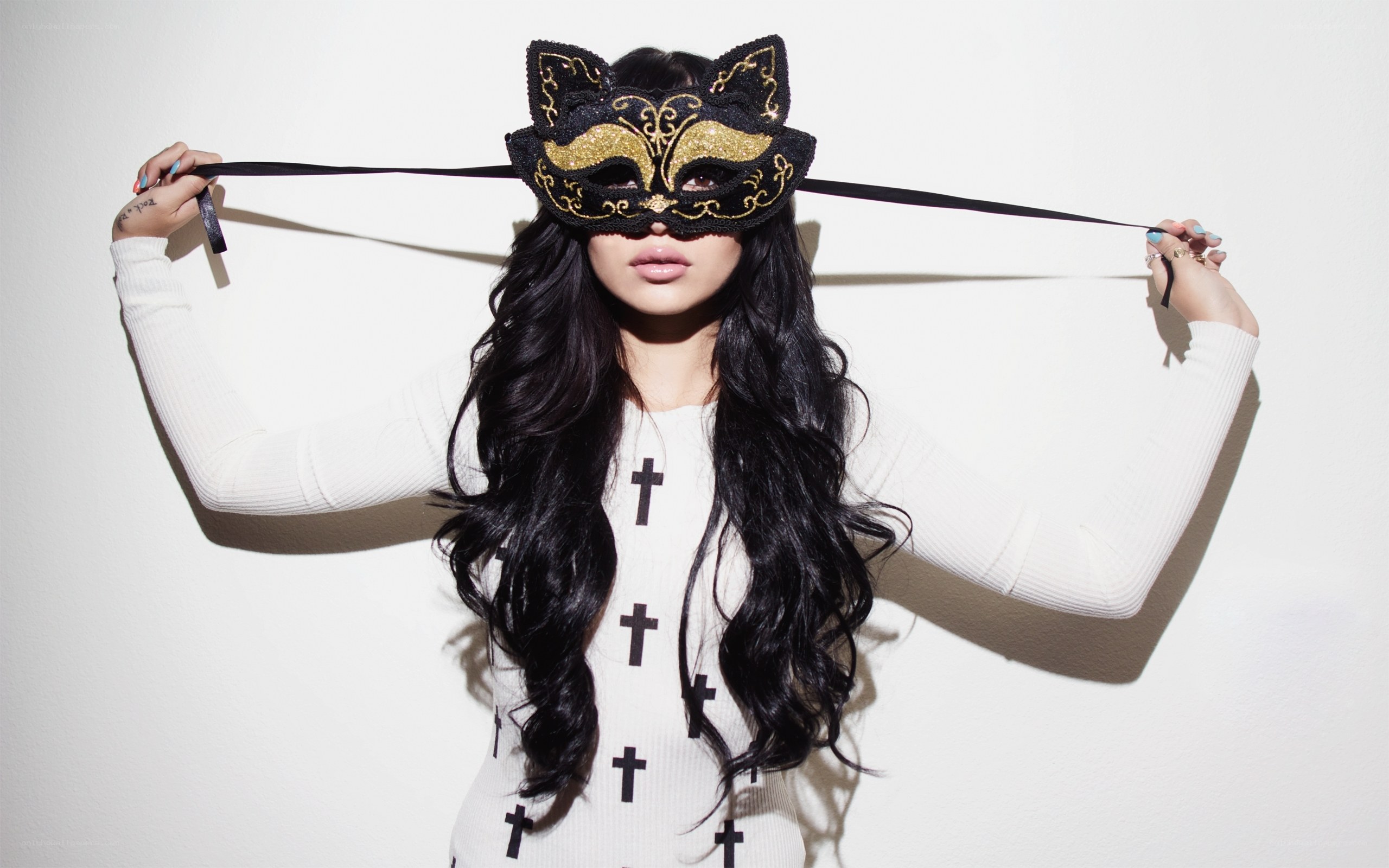woman with cat mask